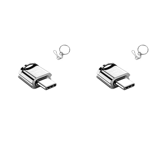 Verilux® Micro SD Card Reader Mini Type C TF with Keychain USB C to SD SDHC SDXC OTG Memory Compatible Laptops MacBook Pro Galaxy Note 20 S20 2PCS