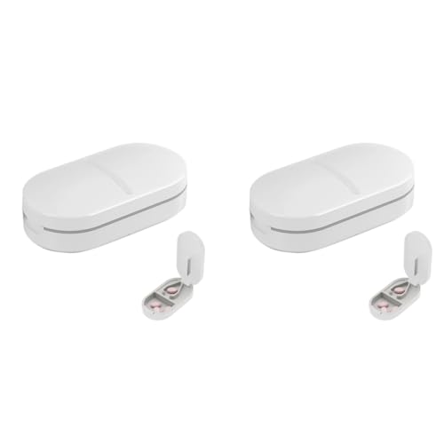HANNEA® Pill Cutter Portable Splitter 2-in-1 Case with Stainless Steel Blade for Small or Large Vitamins Tablets Mini Organizer Compartment White 2PCS