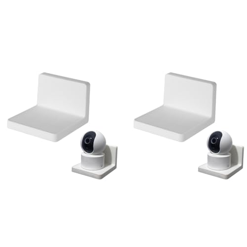 HASTHIP® 4PCS Wall Mount Camera Shelf Small Holder No Drill Self Adhesive Universal Floating for Security Cameras Speakers Wireless White