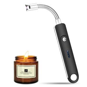 ZIBUYU USB Rechargeable Electric Gas Lighter for Kitchen Gas Lighter, Pooja Room, Candles, BBQ, Cigars, Multi Purpose - 360 Degree Flexible & Windproof (Black)