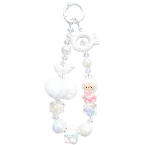 SANNIDHI® Bag Charm Cartoon Monsters Keychain Acrylic Beads Mobile Phone Chain Key Ring Charms Purse Accessories