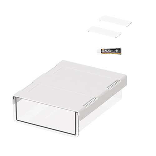OFIFO® Space-Saving Under-Desk Vertical Organizer - Tool-Free Attachable Storage Drawers for Home Office & Study, Durable Clear Plastic Hidden Tray System