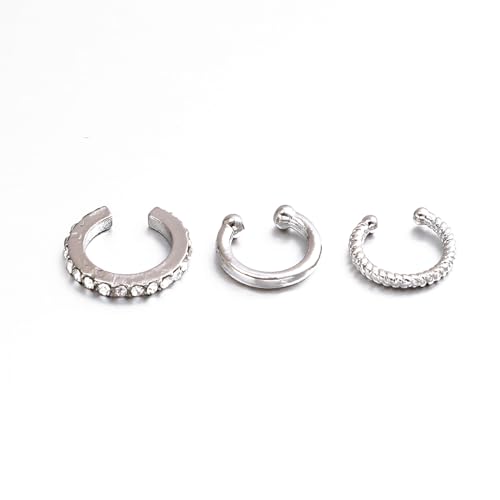 ZIBUYU® 3PC Ear Cuffs Without Piercing, Hoops Earrings for Women Alloy Hypoallergenic Rhinestone Shining Gold Ear Clip, Earrings Set for Women Friends Gifts Trendy Accessories