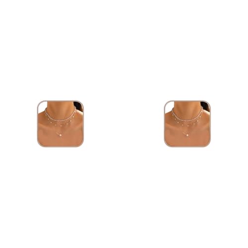 SANNIDHI® Pearl Necklace for Women 2PCS Gold Layered Pearls Choker Necklace Jewelry Set Gifts