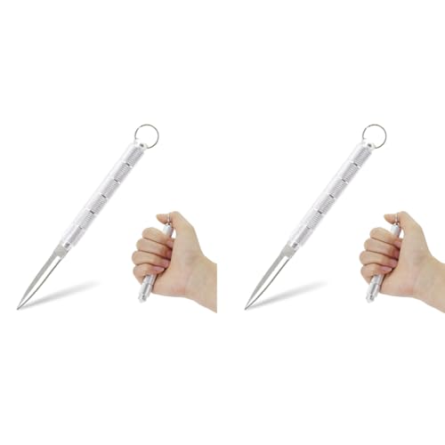 SANNIDHI® Portable Self Defence Tool with Keyring Heavy Duty Stainless Steel Utility Multipurpose Cutter Tool Box Cutter Pressed Tea Brick Stick Emergency Tool Silver X 2
