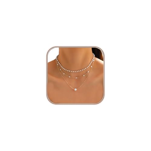 SANNIDHI® Pearl Necklace for Women 1Pcs Gold Layered Pearls Choker Necklaces Jewelry Set for Woman Gifts