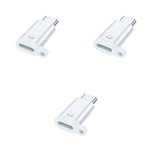 Verilux® Light-ning to C Earphone Converter with Lanyard Holes Type C Male to Female Aluminum Alloy Portable Audio Adapter for iPhone 16 15 Support Hands-Free Calling Volume Control 3 PCS