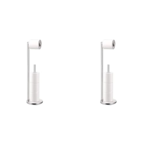 Supvox® Toilet Paper Roll Holder 2 in 1 Organizer Floor Stand 26.9 Inches Stainless Steel for Living Room Bathroom Kitchen 2PCS