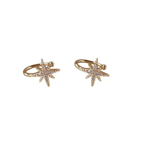 ZIBUYU® Ear Cuffs Without Piercing, Zircon Ear Cuff Earrings for Girls Crystal Star Snowflake Hexagram Design - Helix Cartilage Earcuffs for Women Fashion, Adjustable Hypoallergenic Jewelry
