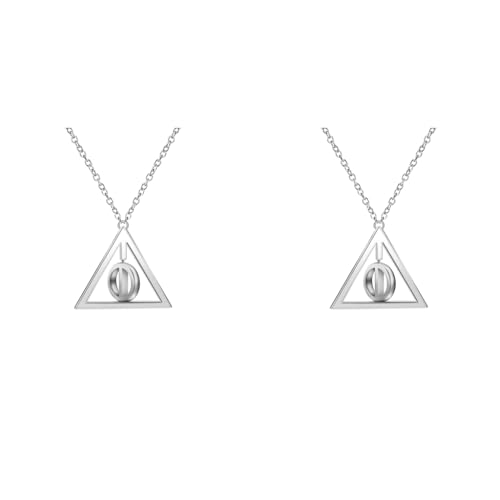 ZIBUYU® 2PC Deathly Hallow Necklace for Men and Women Stylish Fashion Deathly Hallow Pendant for Boy, Rotatable Design Halloween Costume Accessory for Women and Men