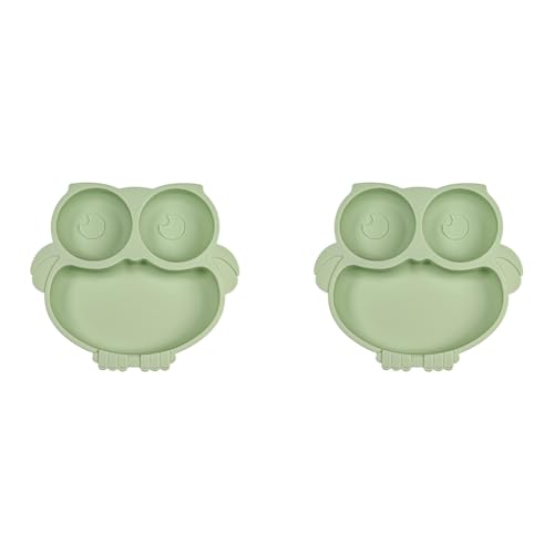 SNOWIE SOFT® Baby Suction Plates for Feeding with 4 Strong Cups Silicone Toddler Deep Divided Kids Themselves Dishwasher Microwave Oven Safe 2PCS