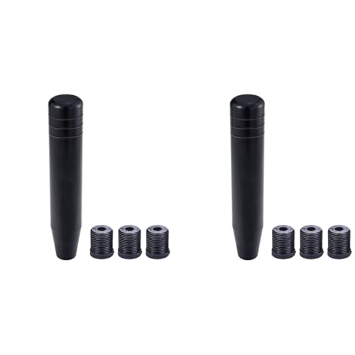 ZIBUYU® Car Gear Shift Knob Universal Shifter 7 Inch Aluminum Alloy Shifting Lever Stick Handle Fit Most Manual Automatic Vehicles with 8 10 12mm Adapters Black 2PCS