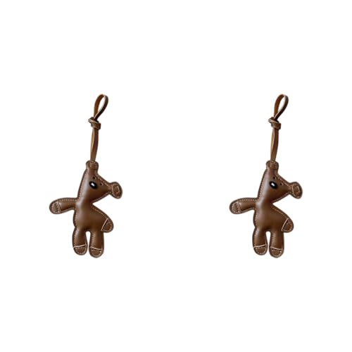 ZIBUYU® Fashion Bag Charm for Backpack Handbag PU Brown Bear Cute Little Keychain Chic Pendant Keyring Metal Gift for Girls Women 2PCS