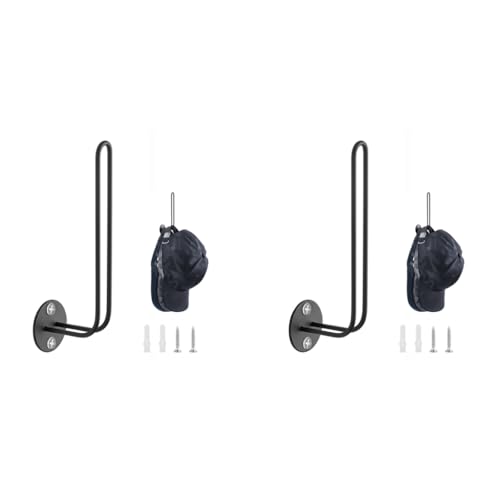 HASTHIP® Wall Hat Organizer L-shaped Baseball Caps Holder Screw-mounted for 10 Caps Minimalism Metal Cap Holder for Door Closet Bedroom 2 PCS