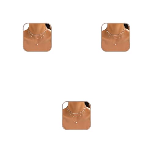 SANNIDHI® Pearl Necklace for Women 3PCS Gold Layered Pearls Choker Necklaces Jewelry Set Gifts