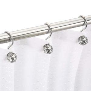 ELEPHANTBOAT Shower Curtain Rings for Bathroom Rods featuring 12 Metal Rustproof Hooks with Hollow Ball Design