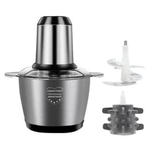 HASTHIP® Chopper for Kitchen Electric 2L 400W Vegetable Chopper Good Grade Stainless Steel Garlic Chopper with 2 Speeds Adjustable Meat Mincer Meat Grinder Machine for Nuts Onion Veg and Salad