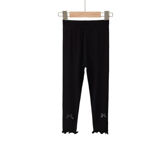 SNOWIE SOFT® Capri Leggings Knee-Length Lounge Leggings for Young Girls Aged 7-8 Years Old Soft Stretchy Modal Ribbed Summer Leggings with Decorative Bows, Elastic Waist, Grey, Length 70cm