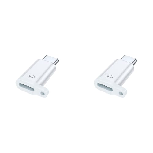 Verilux® Lightning to C Earphone Converter with Lanyard Holes Type C Male to Lightning Female Aluminum Alloy Portable Audio Adapter for iPhone 16 15 Support Hands-Free Calling Volume Control 2PCS