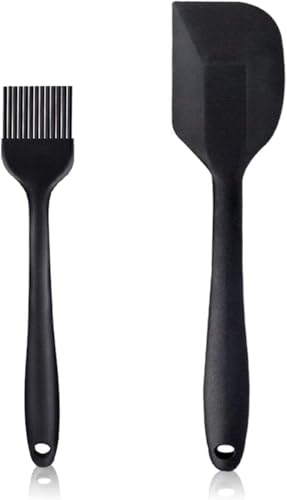 ZIBUYU® (2 Pieces) Silicone Baking Brush and Spatula Basting Pastry Brush Kitchen Aid Silicone with Metal Core Heat Resistant