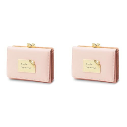 PALAY® Womens Wallet Ladies Purse PU Leather Short Small for Women with Multiple Card Slots and Holders Pink 2 PCS