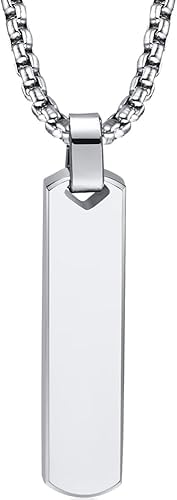 ZIBUYU® Stainless Steel Classic Solid Colour Long Geometric Bar Pendant Necklace（Silver）