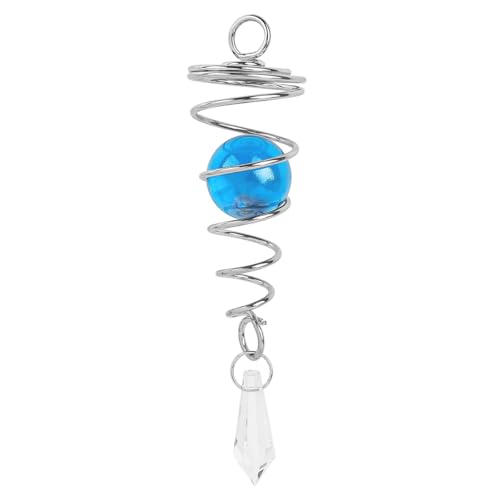 HASTHIP® Hanging Spiral Sun Catcher Wind Tail Blue Glass Ball Hanging Decor Stainless Steel Spiral Tail Decor Dangling Decoration with Hook Garden Balcony Room Decor Home Gift