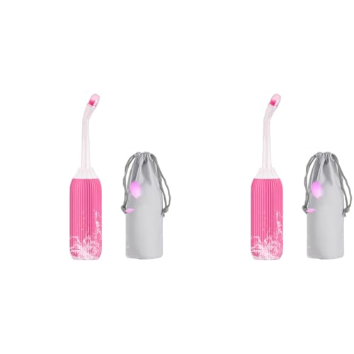 HANNEA® 500ml Portable Jet Spray for Toilet Retractable Handheld Travel Bidet with Bag 2 Nozzles Postpartum Perineal Clean Childbirth Cleaner Outdoor Camping Essentials Pink 2PCS