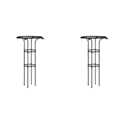 HASTHIP® Metal Garden Trellis for Climbing Plants Vertical Support with Hollow Roof Design Rust-Proof Indoor Outdoor Use for Potted Vegetable Flowers Vine Dia 20cm Height 90cm 2 PCS