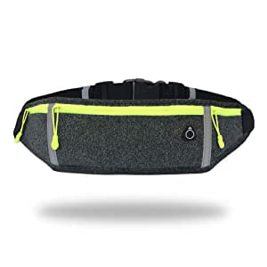 ZIBUYU® Waist Bag for Men and Women Stylish Slim Travel Waist Pouch Sling with Adjustable Strap Waist Bag for Traveling Walking Cycling Running Hiking Hold Phones, Keys, Cards (Grey)