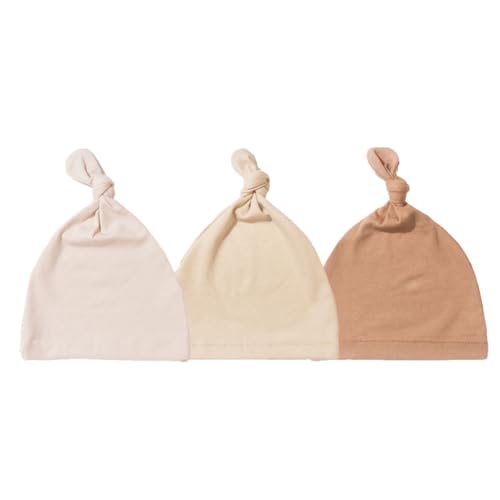 SNOWIE SOFT® 3 Pack Baby Newborn Hats Set Knot Hats Soft for Infant Baby Girls Boys Caps 0-6 Months