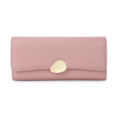 PALAY® Women's PU Leather Long Wallet with Leaf Pendant Card Holders Phone Pocket Girls Zipper Purse