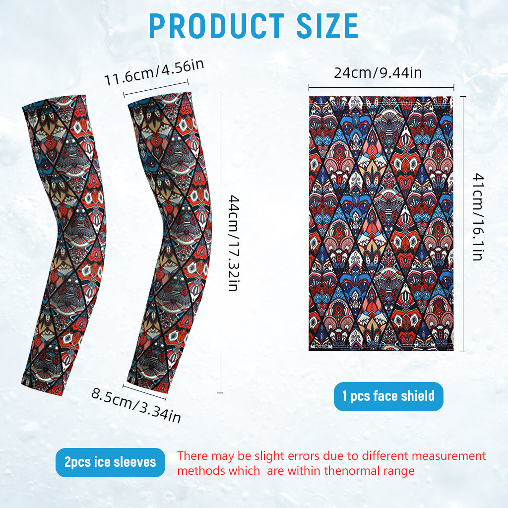 Proberos Riding Face Mask Neck Gaiter & Arm Sleeve Summer UV Protection Cool Breathable Face Mask Anti-slip Elastic Arm Sleeve Fancy Print Print Design Outdoor Sport Gear for Cycling, Hiking, Running