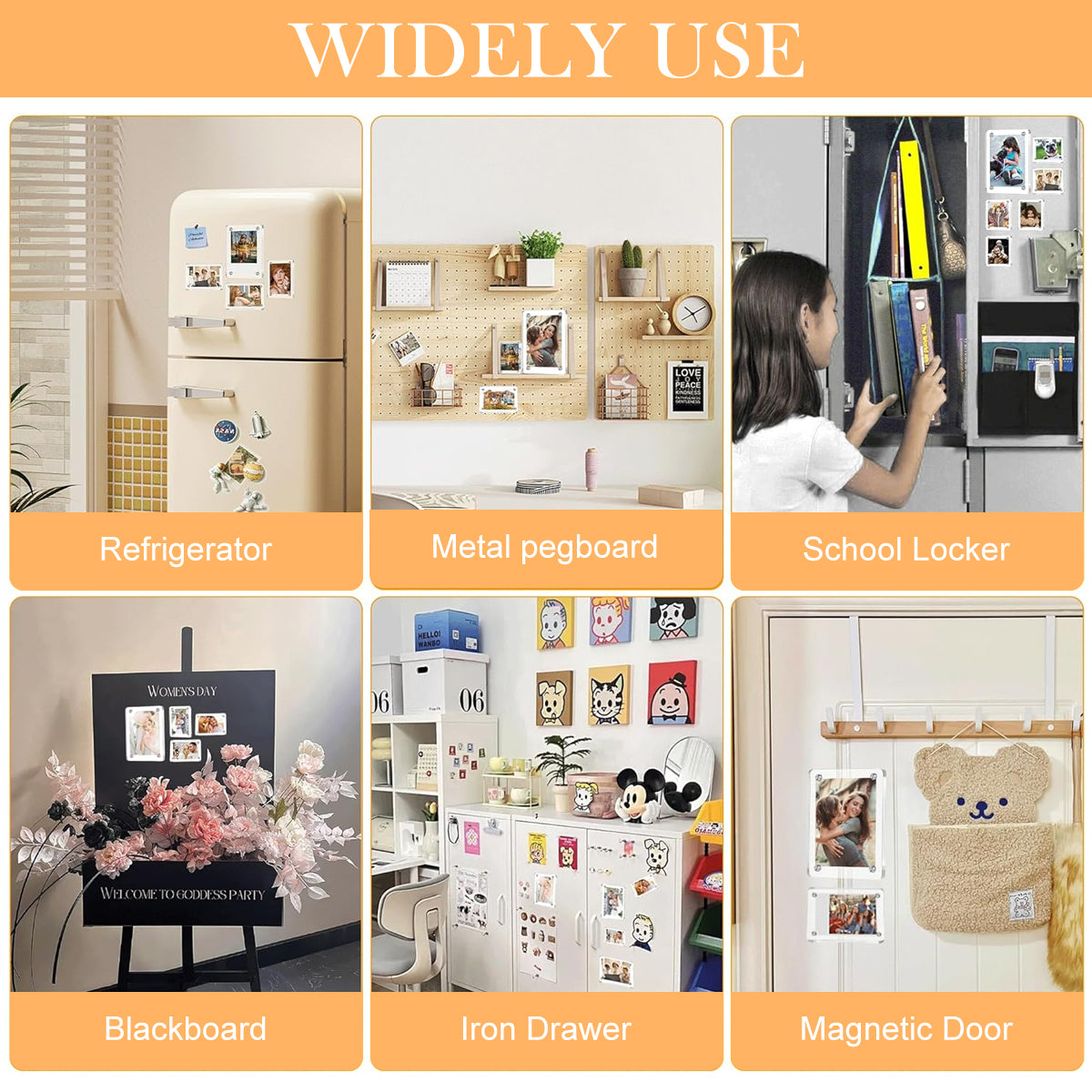 HASTHIP 4Pcs 6 * 4 Inch Acrylic Magnetic Photo Frame Transparent Magnetic Photo Frame for Fridge