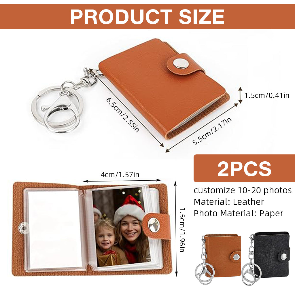 HASTHIP 2 Pack 2 inch Leather Mini Photo Album Keychain, Valentine Photo Storage with Keychain Pocket Photo Album Keychain - Gift Idea for Father's Day, Birthdays, Anniversaries