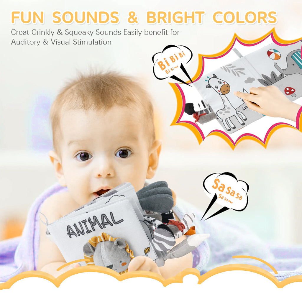 SNOWIE SOFT Baby Cloth Books, 3D Touch Feel High Contrast Cloth Book