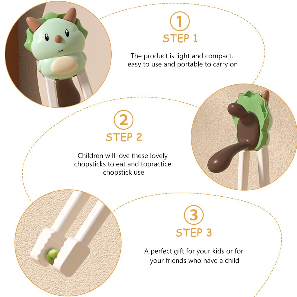 SNOWIE SOFT Training Chopsticks for Toddlers Self-Feeding Chopsticks Cartoon Dinosaur Chopsticks Anti-slip Self-Feeding Auxiliary Chopsticks for Toddlers 2-6 Years Old