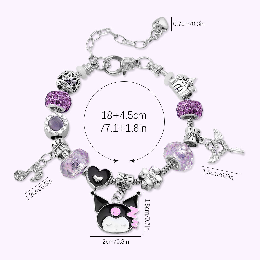 SANNIDHI Kuromi Bangle Bracelet for Girls Kawaii Girls Alloy Bracelet Music Note Charm Adjustable DIY Beaded Bracelet Fashion Y2K Charm Bracelet Birthday Gift for Sister Christmas Gift