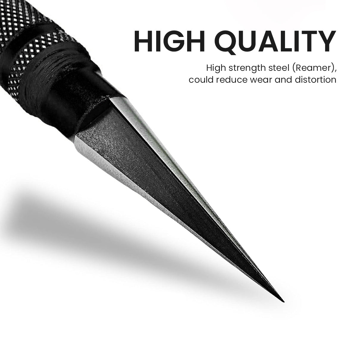 HASTHIP Stainless Steel Hole Puncher Reamer, 0-14 mm Diameter Cone Cutter Drill Bit with Anti-Slip Handle and Protective Case, Multi-Use Tool for Airplanes, Cars, Boats (Black)