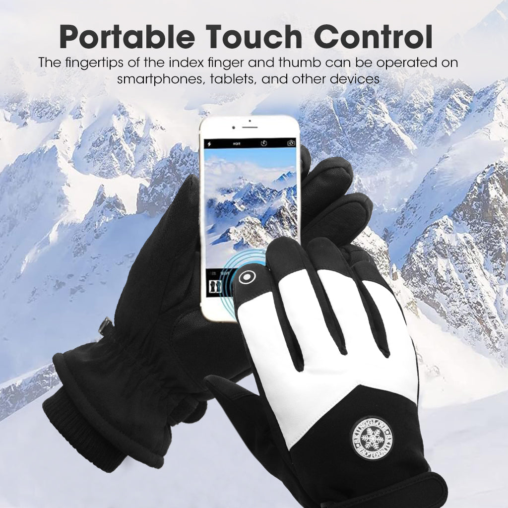 GUSTAVE Winter Gloves for Women - Fleece-Lined, Waterproof, Touchscreen Riding & Hiking Gloves with Anti-Slip Grip for Skiing - Stylish Black & White Design, Warm & Comfortable, Free Size