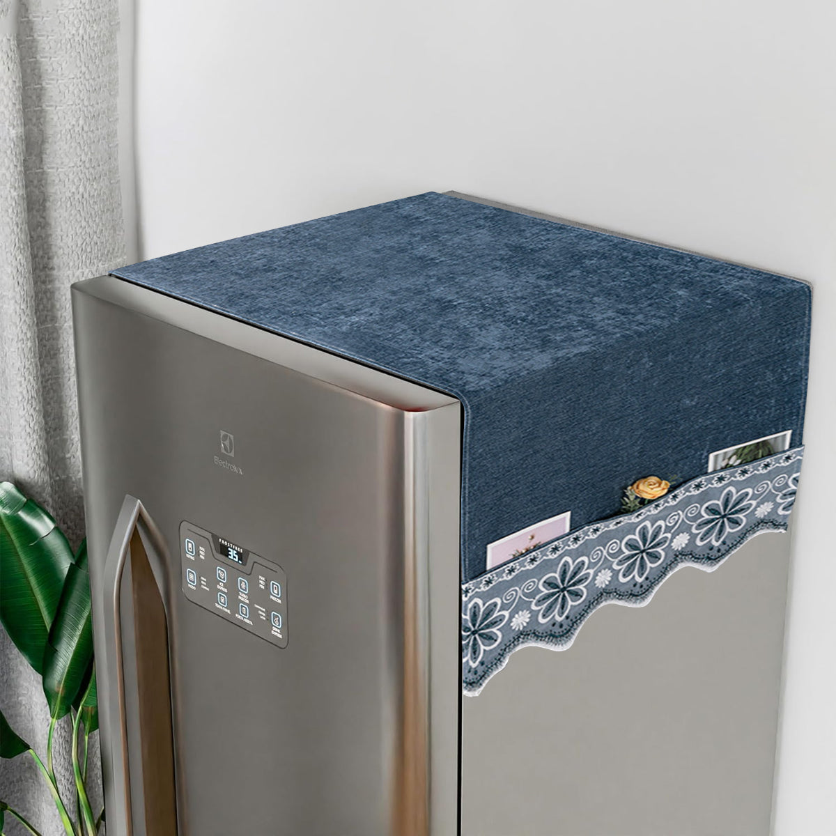 HASTHIP Fridge Cover for Top Single Door, Fashion Print Refrigerator Dust Proof Top Cover  PVC Refrigerator Top Cover for with Utility  Pocket Sundries Washing Machine Organize Bags, 50x130cm