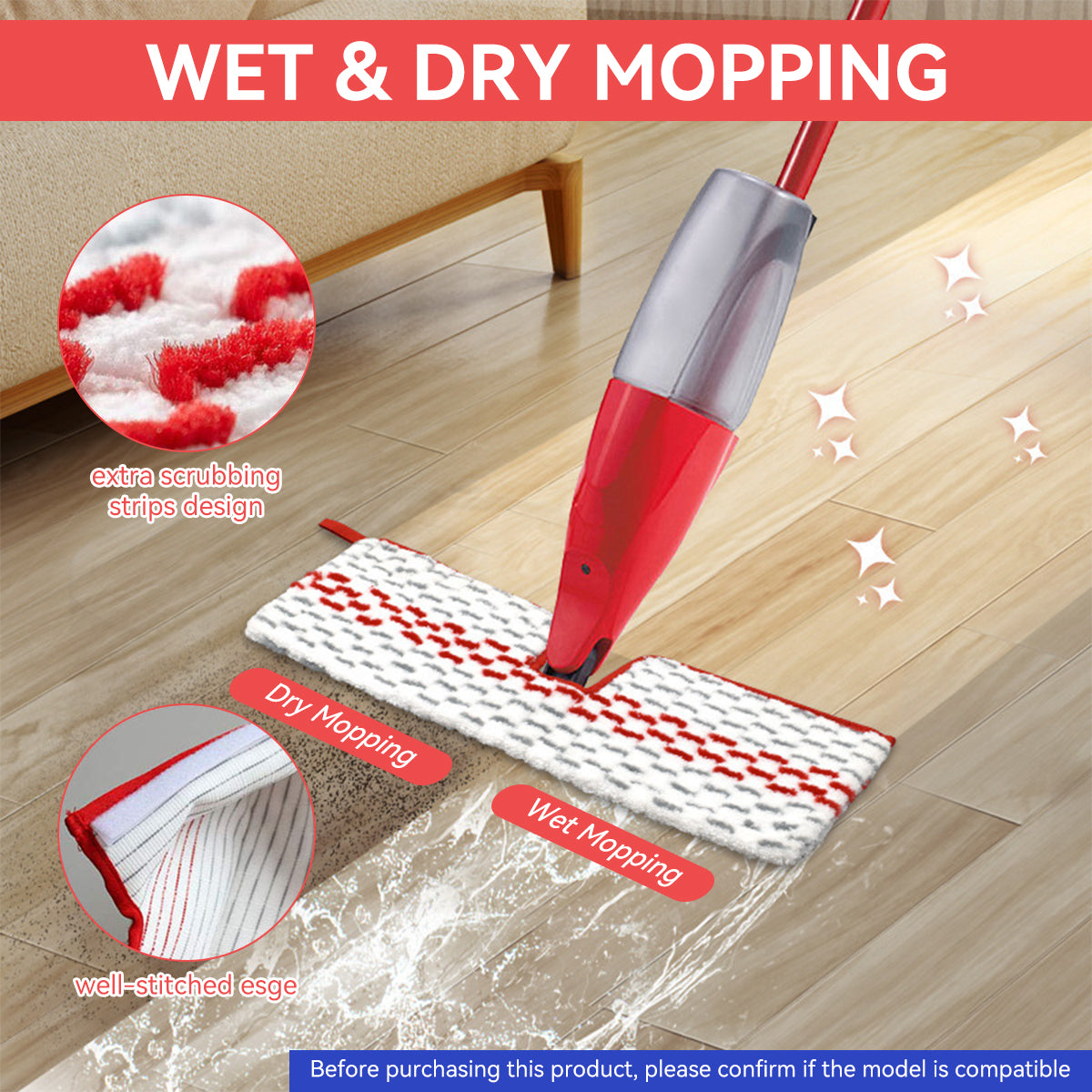 HASTHIP 4Pcs Replacement Mop Cloth for O-Cedar ProMist MAX Spray Double Sided Microfiber Mop Pads Washable and Reuseable Wet Dry Use Replacement Mop Pads Spare Mop Cloth.