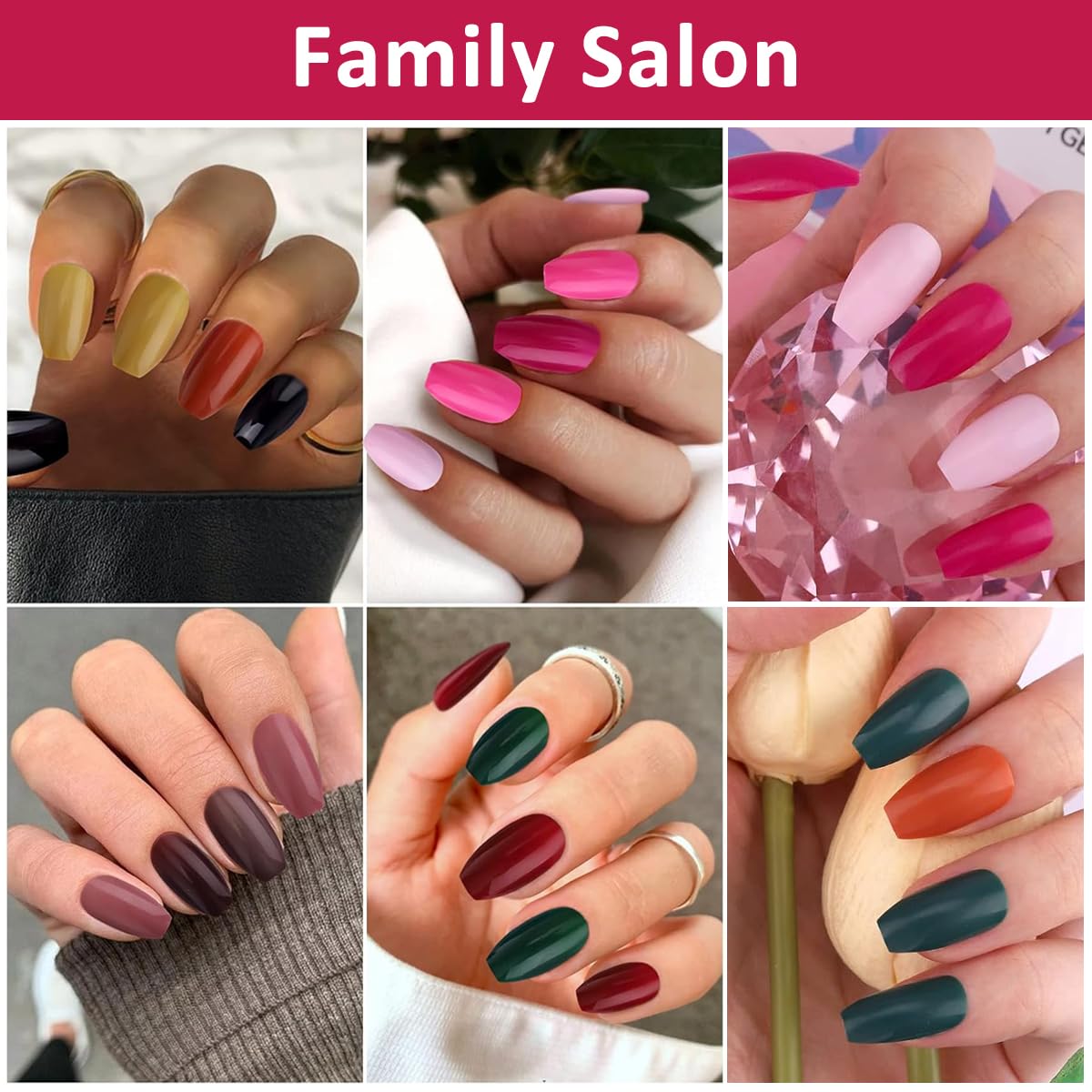 MAYCREATE 24 Color Press-On Nails Solid Color Oval False Nail Oval Press on Fake Nails 576pcs Full Cover Press-On False Nails, Oval Press-on Nail for DIY Nail Art, No Glue