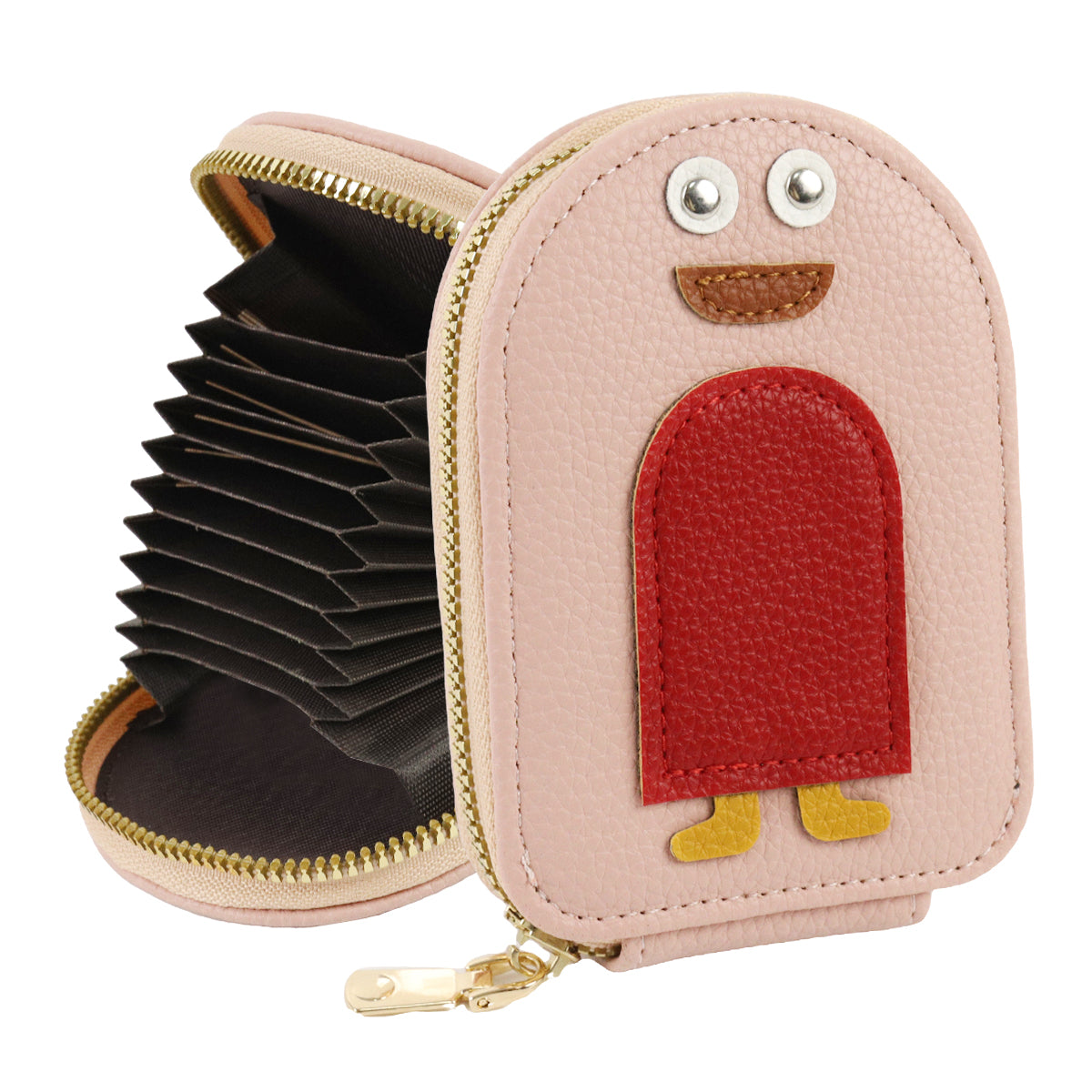 PALAY Girls Card Bag Travel Card Holder with 10 Compartments Wallet Organizer Bag Zipper Pouch PU Cartoon Penguin Zipper Card Bag RFID Blocking Travel