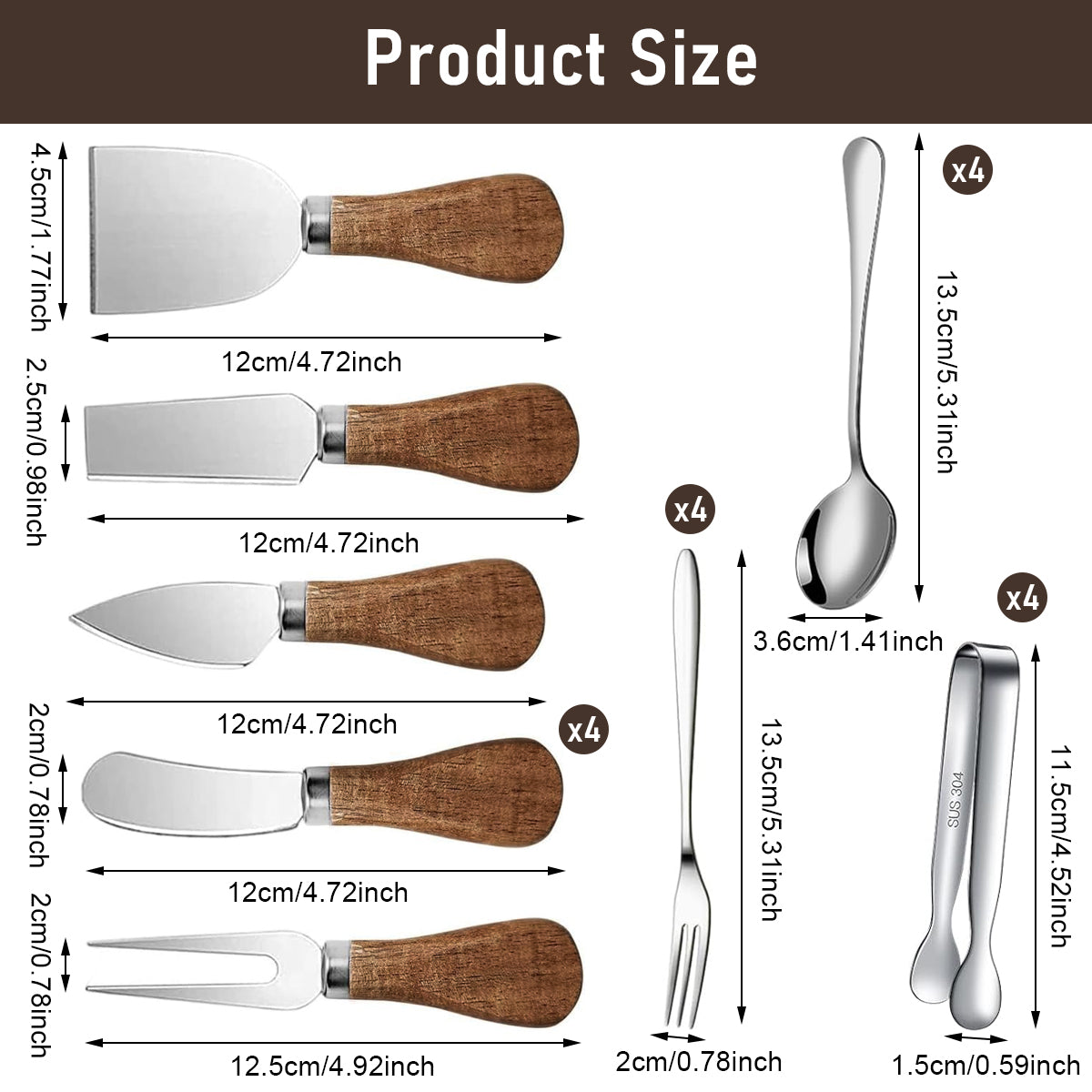 HASTHIP 20Pcs Cheese Knife and Charcuterie Utensils Set with Stainless Steel Blades & Wooden Handles, Includes Cheese Cutter, Spreaders, Charcuterie Utensils for Butter, Cheese and Pastry Making