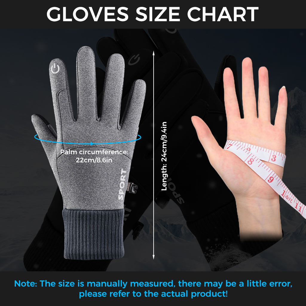 ZIBUYU Grey Cycling Gloves, Warm Winter Gloves, Water-Repellent, Touchscreen Gloves, Windproof Running Gloves, Non-Slip for Men and Women, for Running, Cycling, Climbing, etc