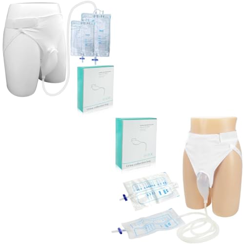 HANNEA® Urinal for Men Combo, Reusable Silicone Portable Wearable Male Urinary Drainage Bag System for Adults, Elderly, White – Leakproof, Easy-Clean, Ideal for Travel, Hospital, Disabled Use
