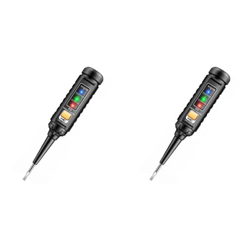 Serplex® Voltage Multimeter Pen with Light 3-Color Indicator Sound Alarm Live Wire Detection Slotted Probe Battery Operated Non-Contact Voltmeter No Battery Included 2PCS