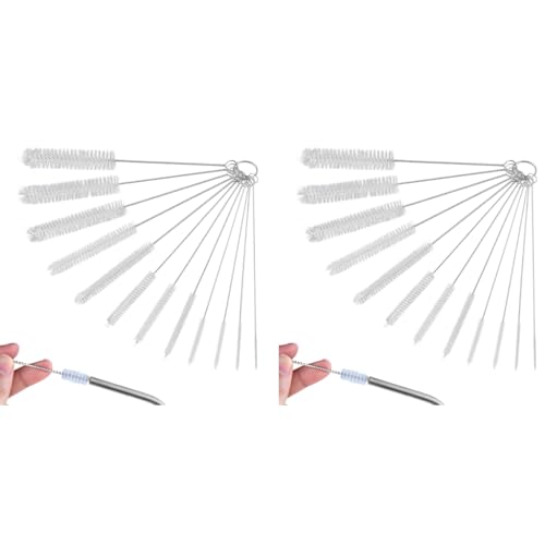HASTHIP® 24PCS Straw Cleaner Brushes, 8 Inch Tube Cleaning Brush and Nylon Pipe Brush Kit for Sippy Cup, Tumbler, Water Bottle, Drinking Straw, White