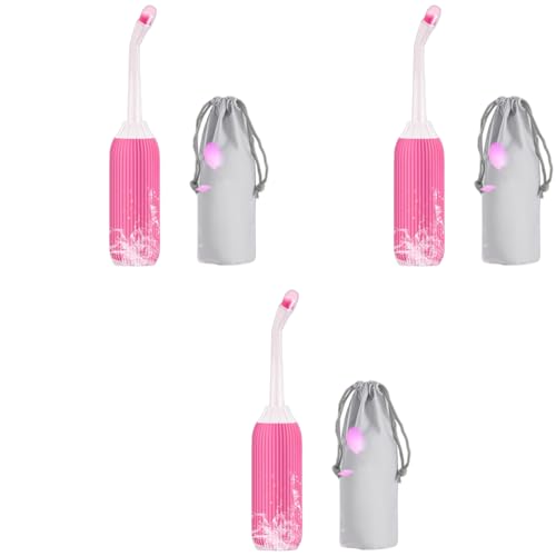 HANNEA® 500ml Portable Jet Spray for Toilet Retractable Handheld Travel Bidet with Bag 2 Nozzles Postpartum Perineal Clean Childbirth Cleaner Outdoor Camping Essentials Pink 3PCS